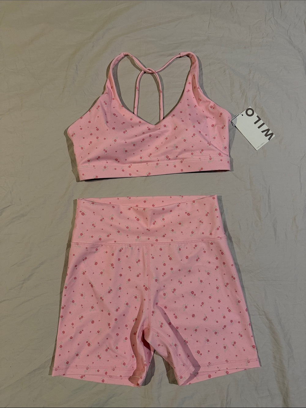 Willow Pink Floral Seamless Sports Bra & High-Waist Shorts Set